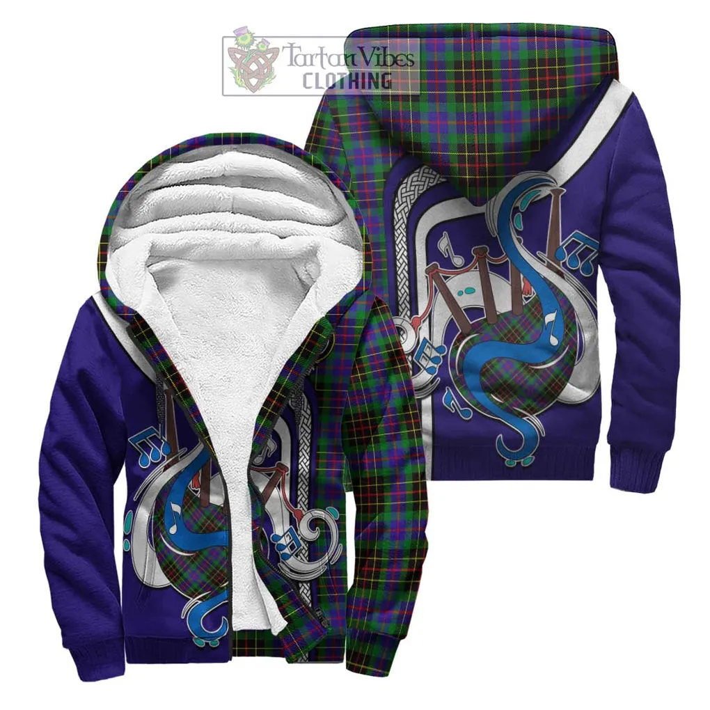 Brodie Hunting Modern Tartan Sherpa Hoodie with Epic Bagpipe Style