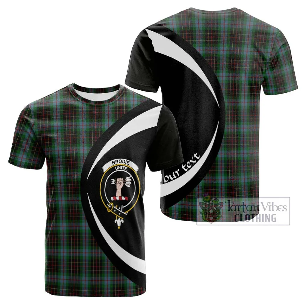 Brodie Hunting Tartan Cotton T-shirt with Family Crest Circle Style