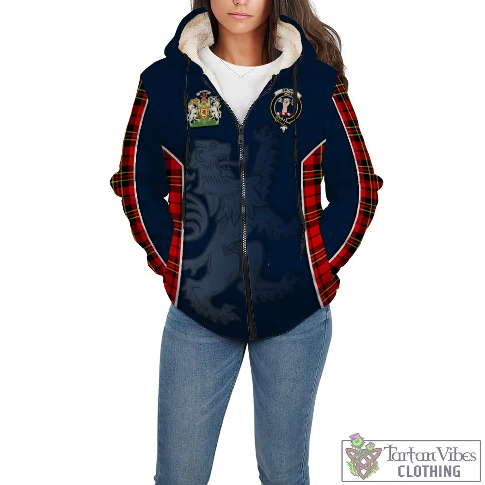 Brodie Modern Tartan Sherpa Hoodie with Family Crest and Lion Rampant Vibes Sport Style