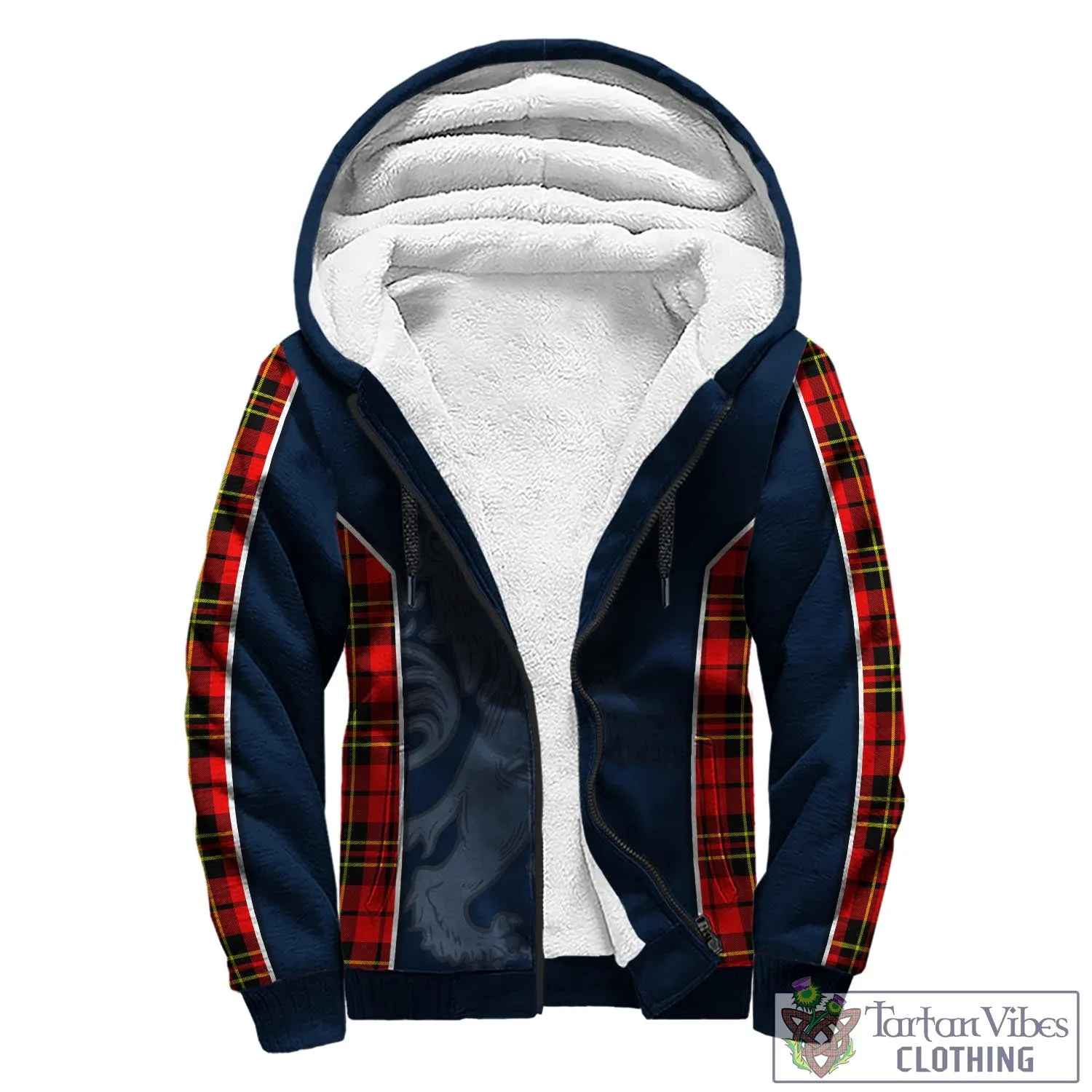 Brodie Modern Tartan Sherpa Hoodie with Family Crest and Lion Rampant Vibes Sport Style