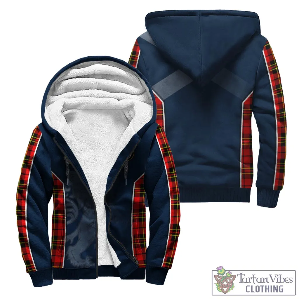 Brodie Modern Tartan Sherpa Hoodie with Family Crest and Lion Rampant Vibes Sport Style