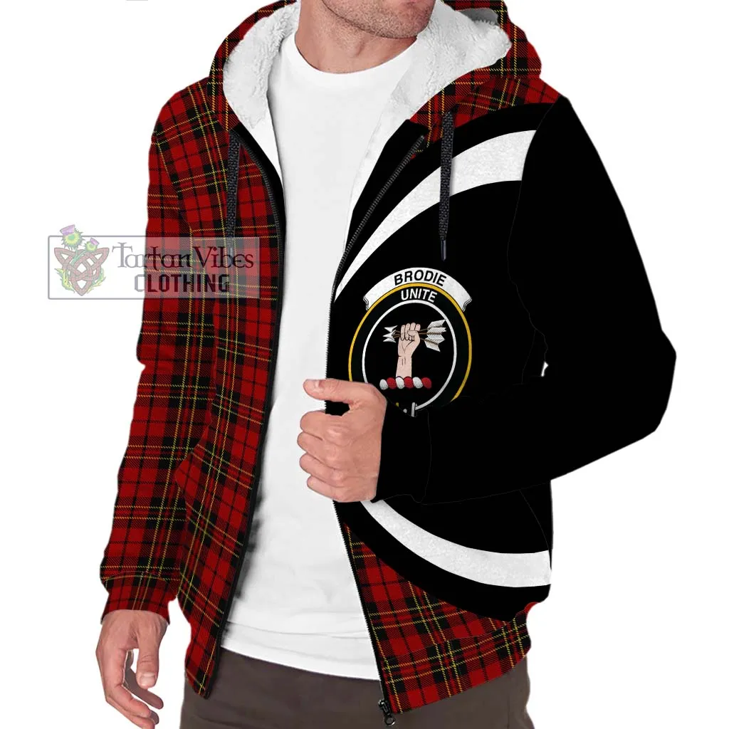 Brodie Tartan Sherpa Hoodie with Family Crest Circle Style