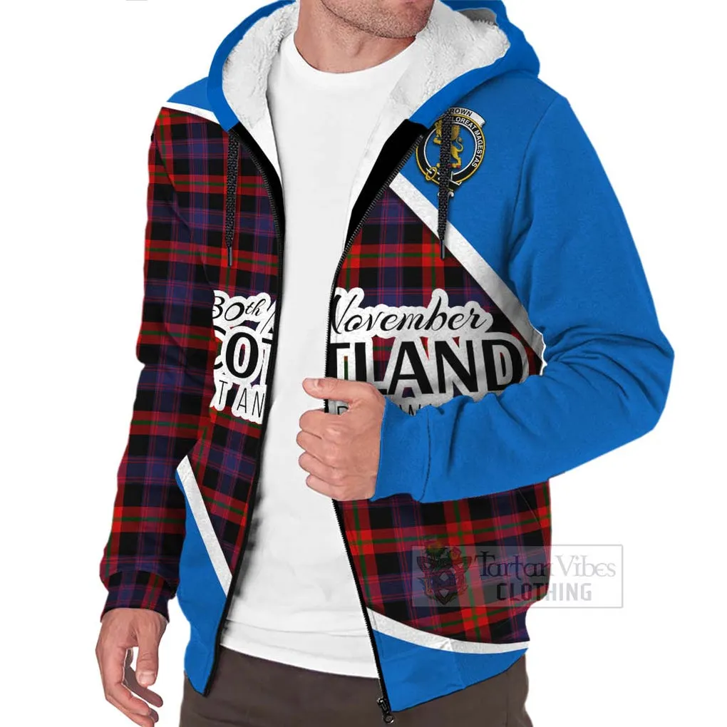 Brown (Broun) Family Crest Tartan Sherpa Hoodie Celebrate Saint Andrew's Day in Style