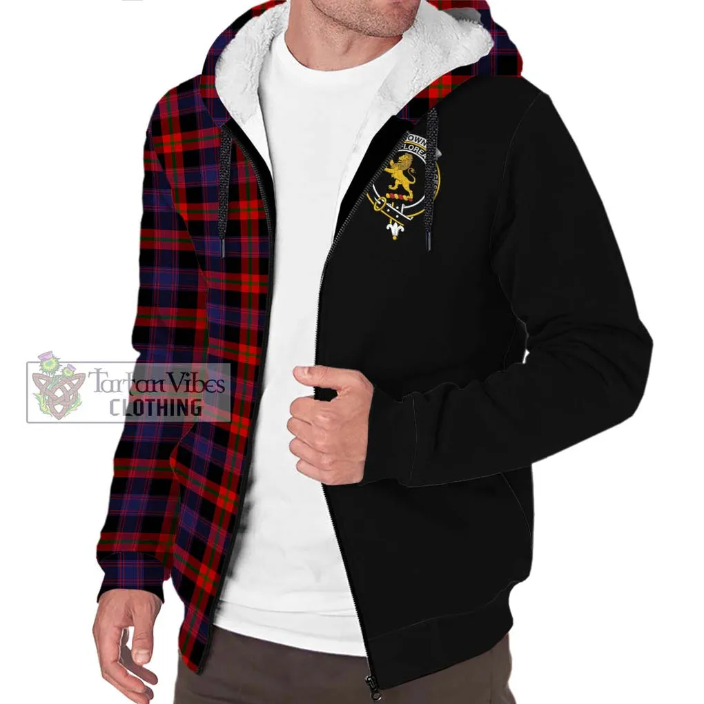 Brown (Broun) Tartan Sherpa Hoodie with Family Crest and Half Of Me Style