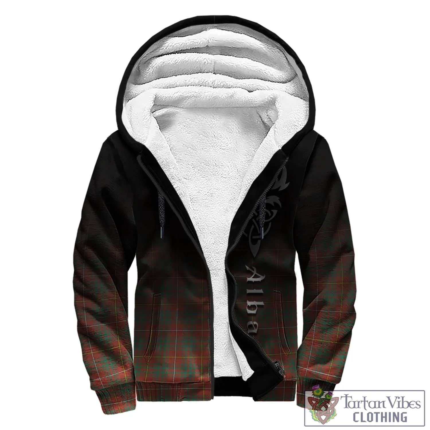 Bruce Ancient Tartan Sherpa Hoodie Featuring Alba Gu Brath Family Crest Celtic Inspired