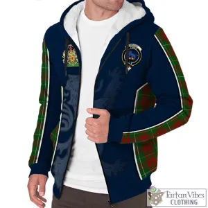 Bruce Hunting Tartan Sherpa Hoodie with Family Crest and Lion Rampant Vibes Sport Style