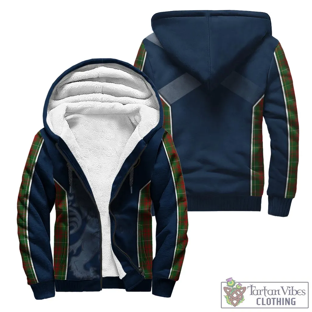 Bruce Hunting Tartan Sherpa Hoodie with Family Crest and Lion Rampant Vibes Sport Style