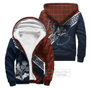 Bruce Tartan Sherpa Hoodie Featuring Thistle and Scotland Map