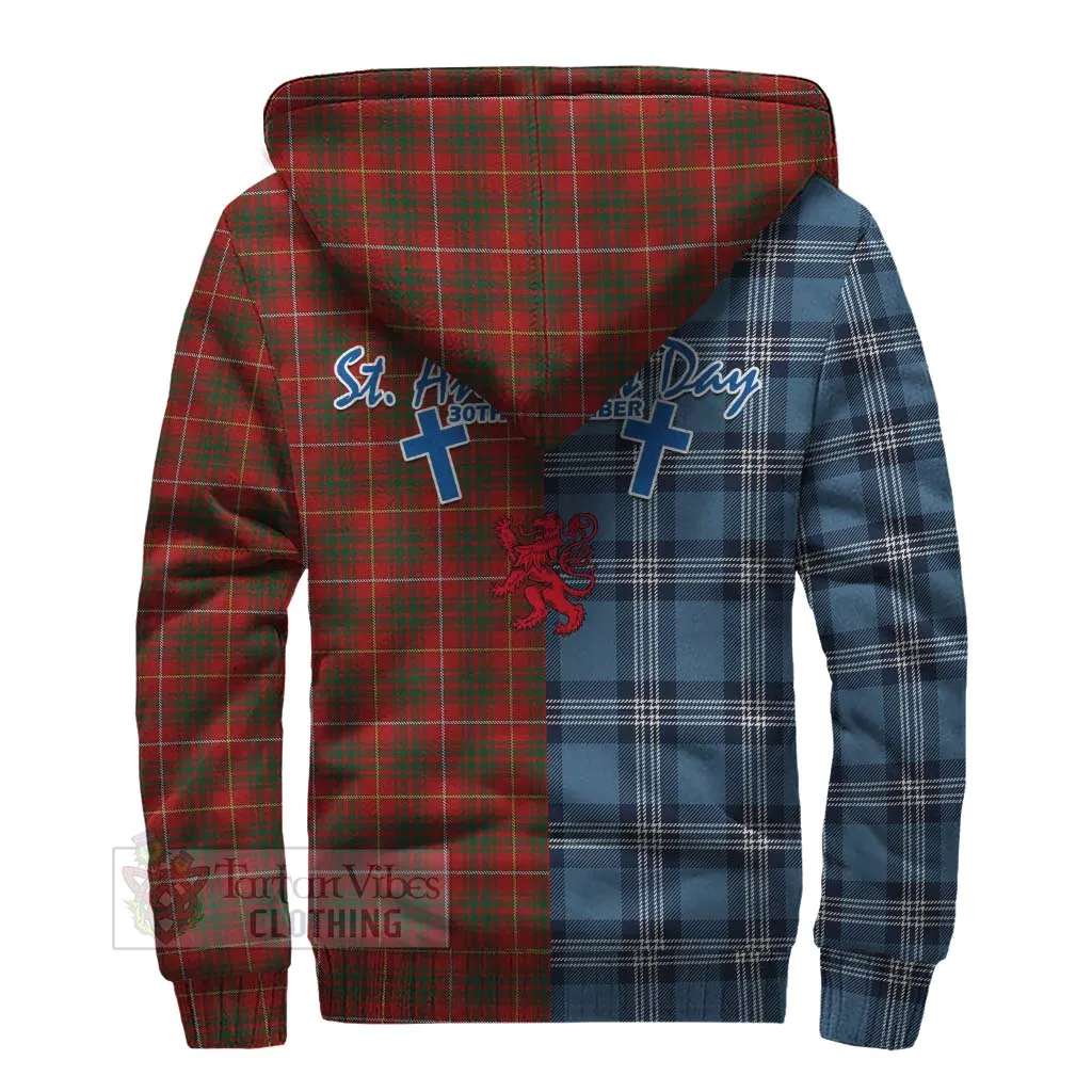 Bruce Tartan Sherpa Hoodie Happy St. Andrew's Day Half Tartan Style