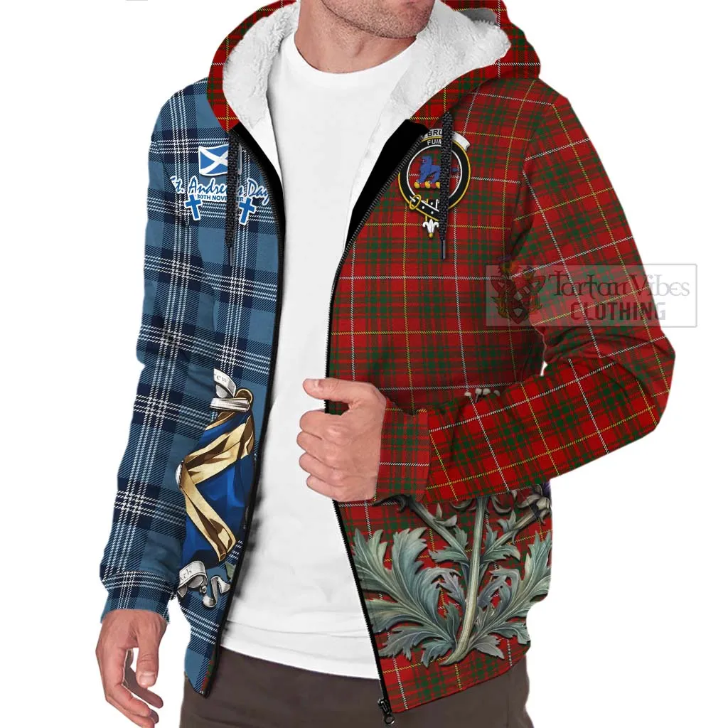 Bruce Tartan Sherpa Hoodie Happy St. Andrew's Day Half Tartan Style