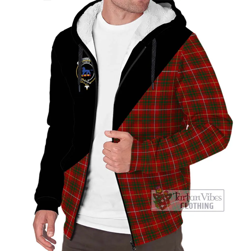 Bruce Tartan Sherpa Hoodie with Family Crest and Military Logo Style