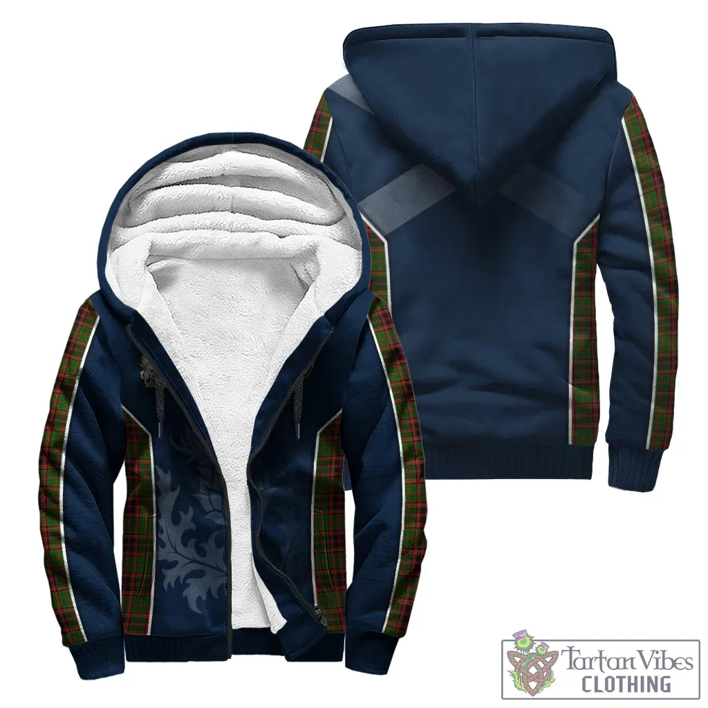 Buchan Tartan Sherpa Hoodie with Family Crest and Scottish Thistle Vibes Sport Style