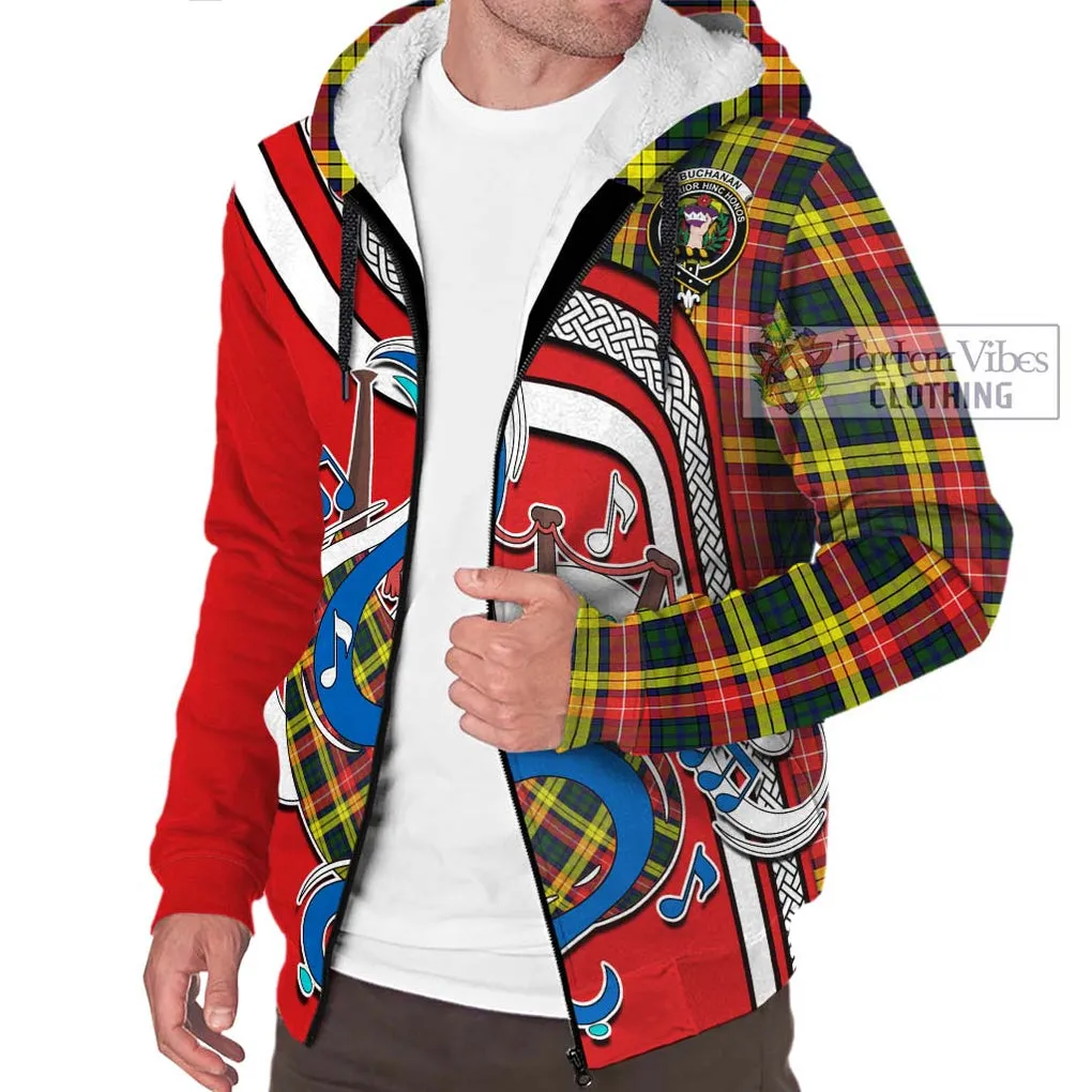 Buchanan Modern Tartan Sherpa Hoodie with Epic Bagpipe Style