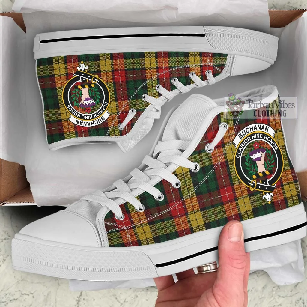 Buchanan Tartan High Top Shoes with Family Crest