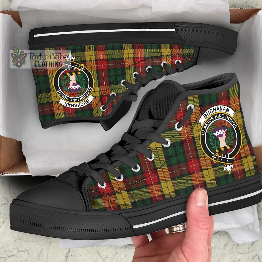 Buchanan Tartan High Top Shoes with Family Crest