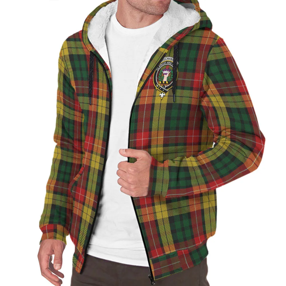 Buchanan Tartan Sherpa Hoodie with Family Crest