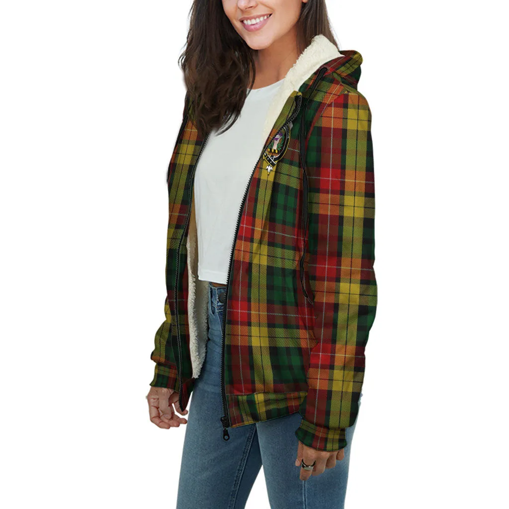 Buchanan Tartan Sherpa Hoodie with Family Crest