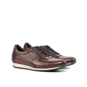 Burgundy Patina Leather Trainer Sneakers