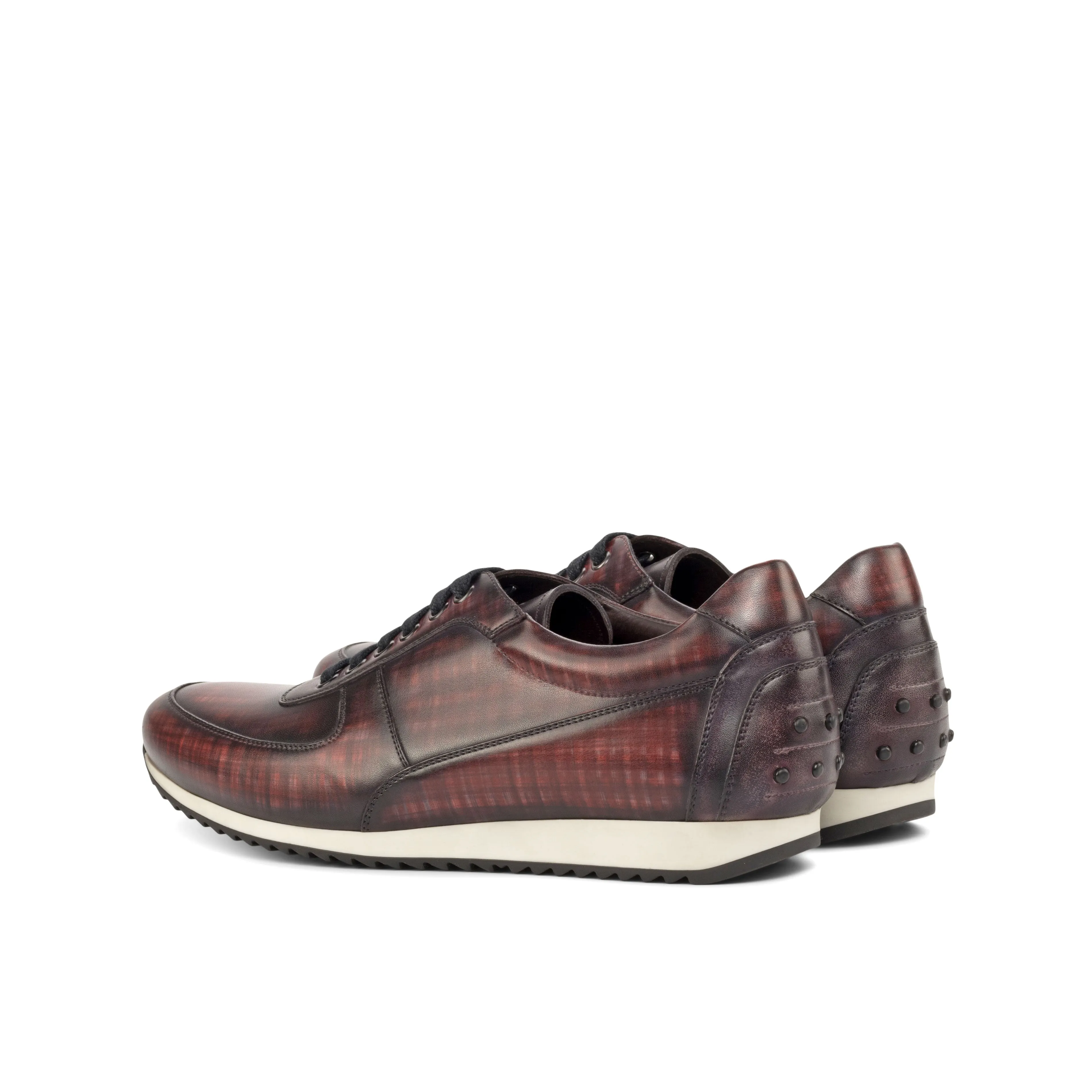 Burgundy Patina Leather Trainer Sneakers