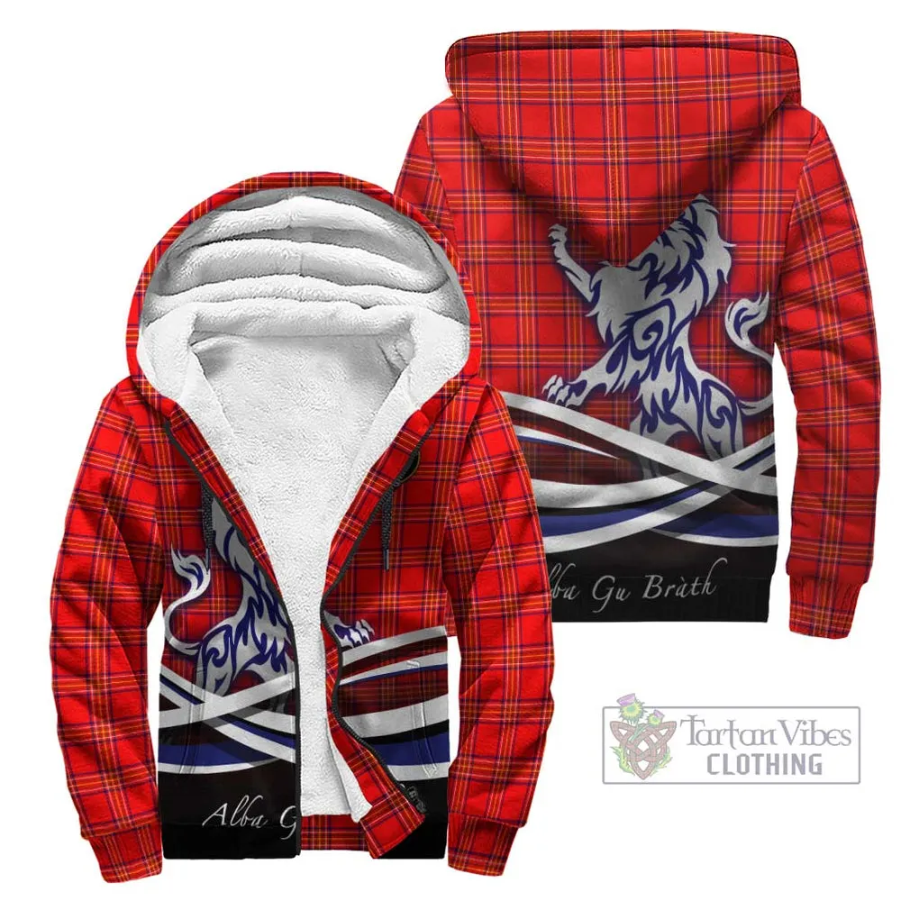 Burnett Modern Tartan Sherpa Hoodie with Alba Gu Brath Regal Lion Emblem