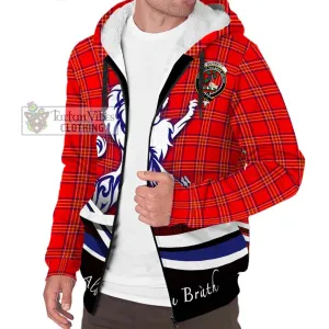 Burnett Modern Tartan Sherpa Hoodie with Alba Gu Brath Regal Lion Emblem