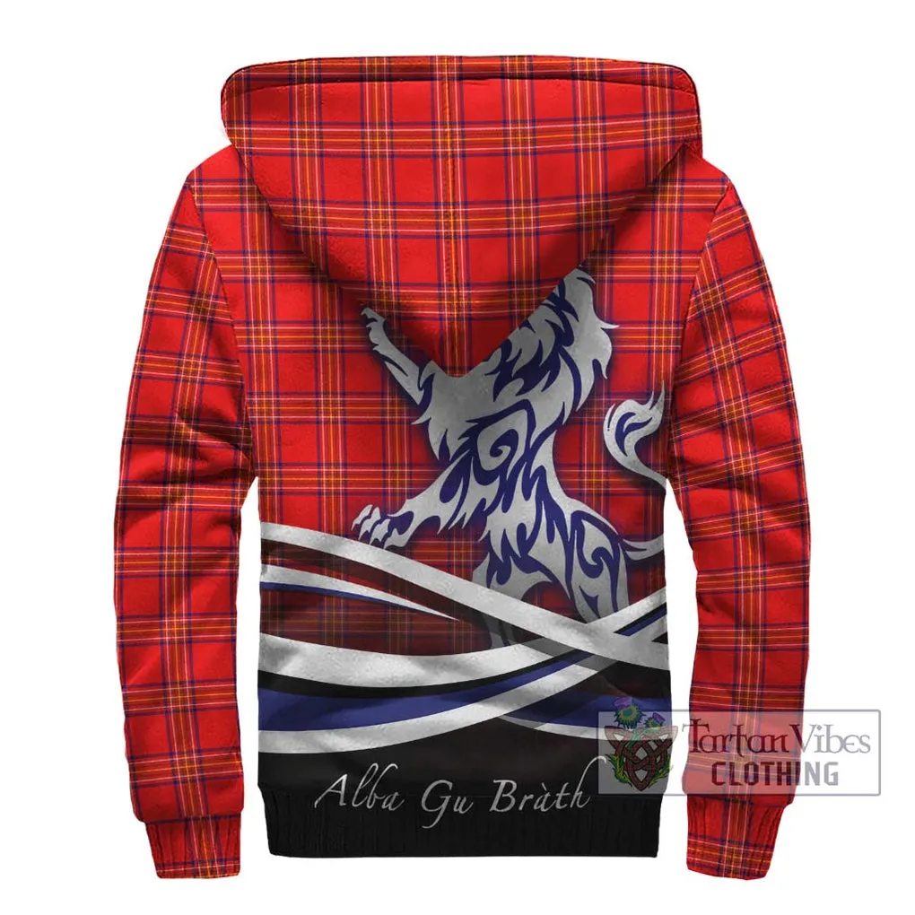 Burnett Modern Tartan Sherpa Hoodie with Alba Gu Brath Regal Lion Emblem