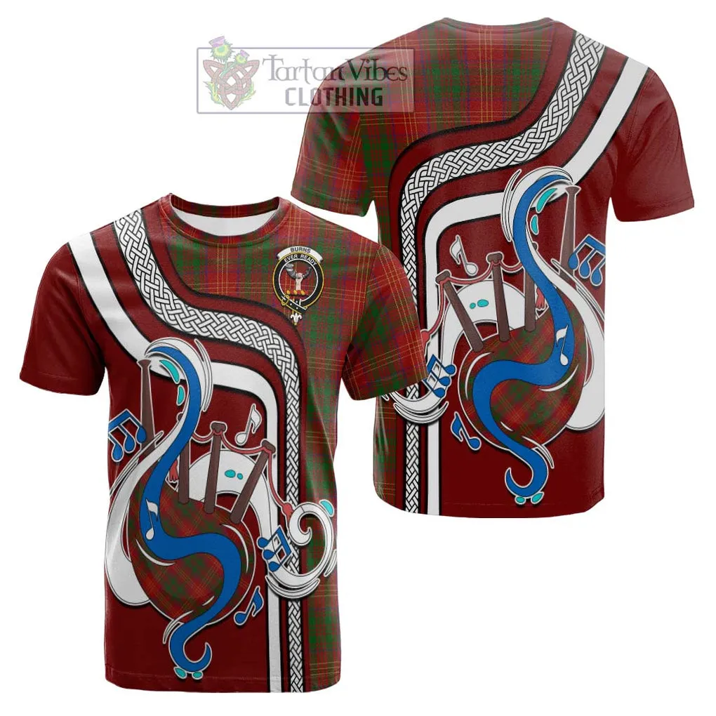 Burns Tartan Cotton T-shirt with Epic Bagpipe Style