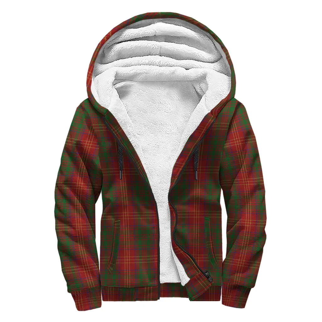 Burns Tartan Sherpa Hoodie with Family Crest