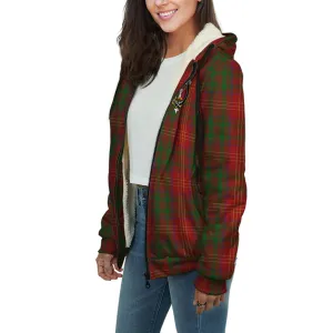 Burns Tartan Sherpa Hoodie with Family Crest