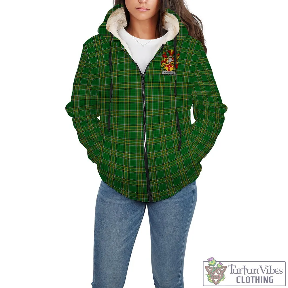 Burrowes Irish Clan Tartan Sherpa Hoodie with Coat of Arms