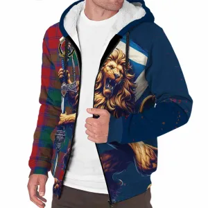 Byres (Byses) Tartan Family Crest Sherpa Hoodie with Scottish Majestic Lion