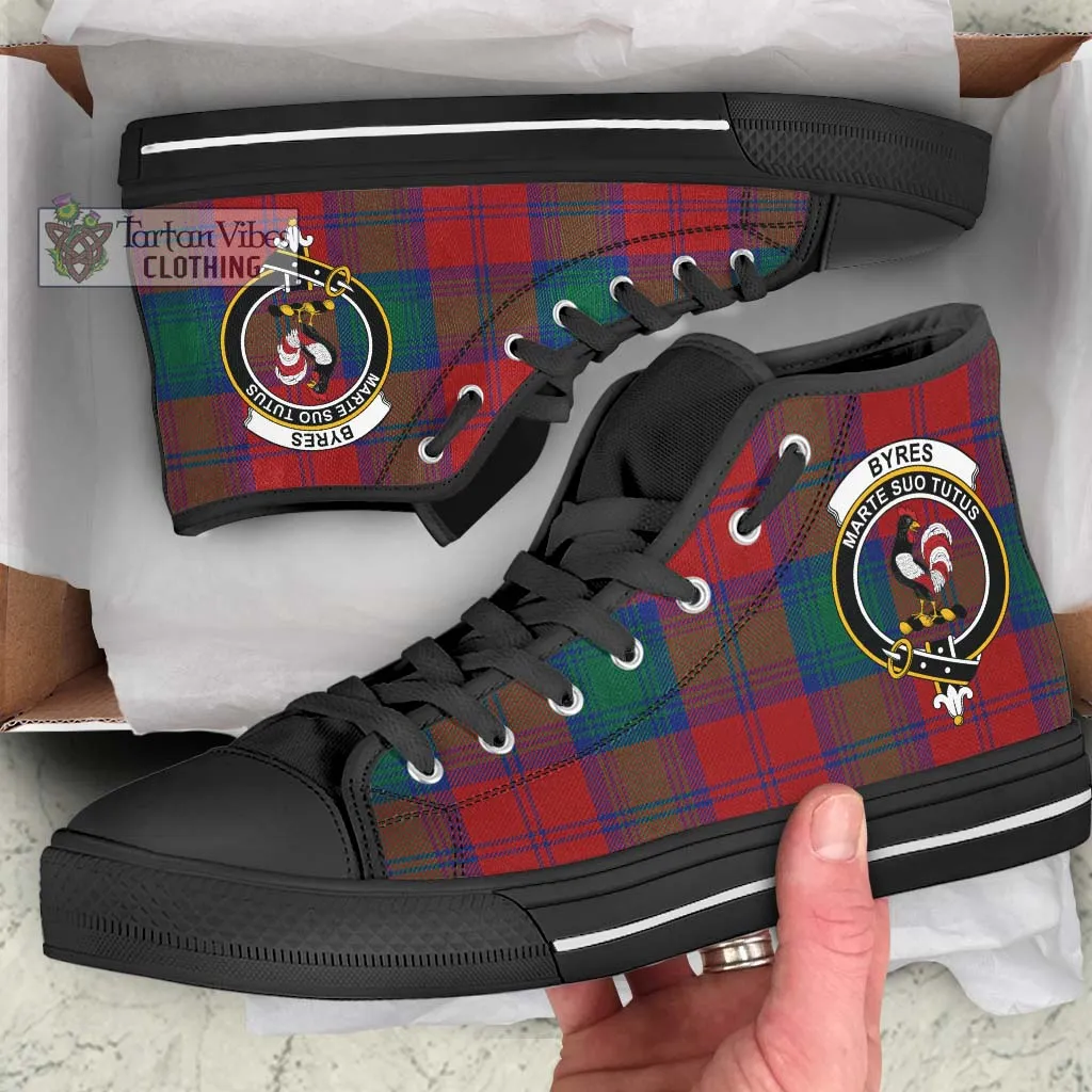 Byres (Byses) Tartan High Top Shoes with Family Crest