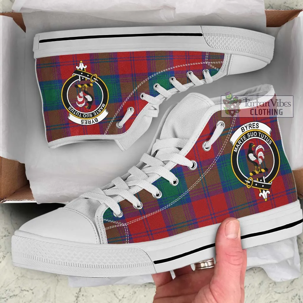 Byres (Byses) Tartan High Top Shoes with Family Crest