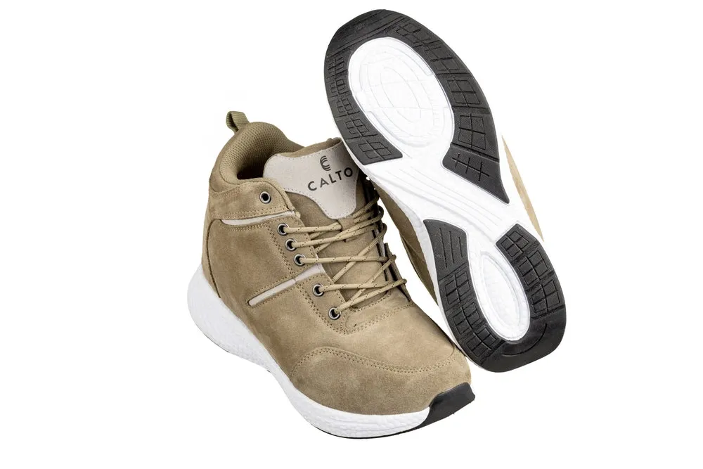 CALTO - S22819 - 3.6 Inches Taller (Khaki/Grey) - High - Top Sneakers