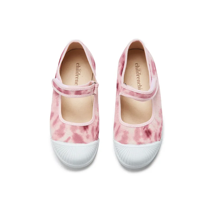 Canvas Mary Jane Sneakers in Tie Dye Pink by childrenchic