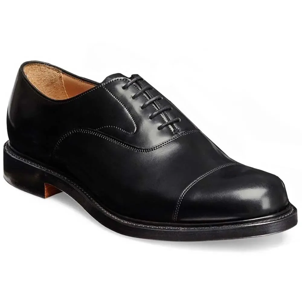 CHEANEY Shoes - Greenwich Capped Oxford - Black Hi-Shine