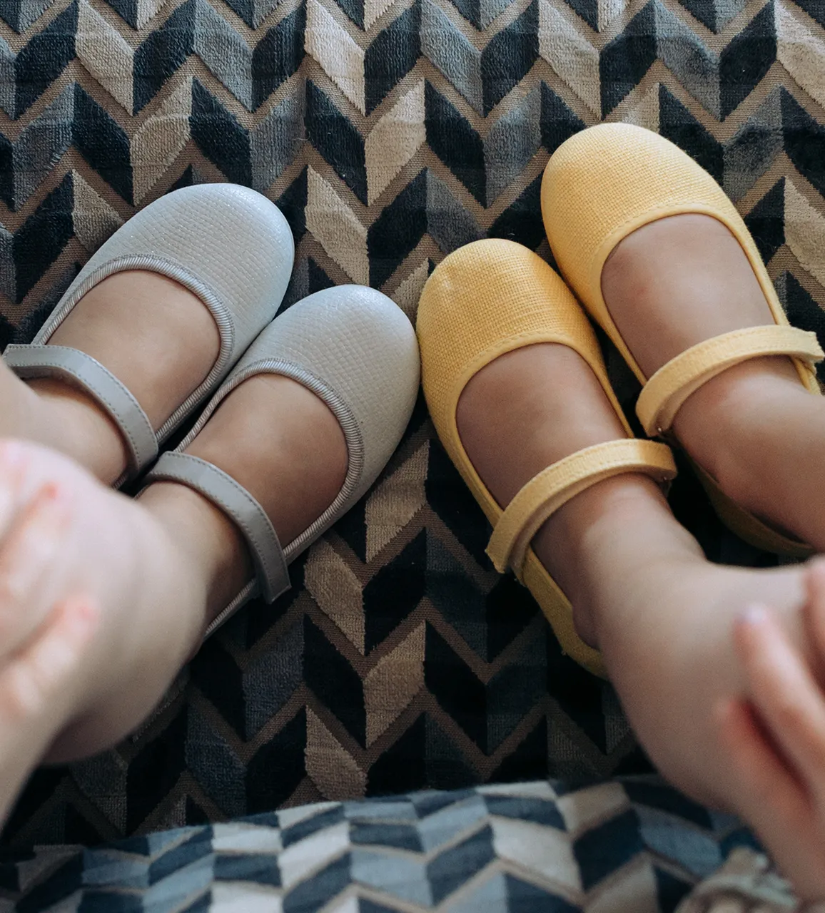 Classic Textured Mary Janes in Silver by childrenchic