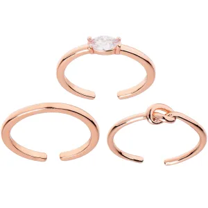 Clear Gem Knot Rosy Adjustable Toe Ring Set of 3