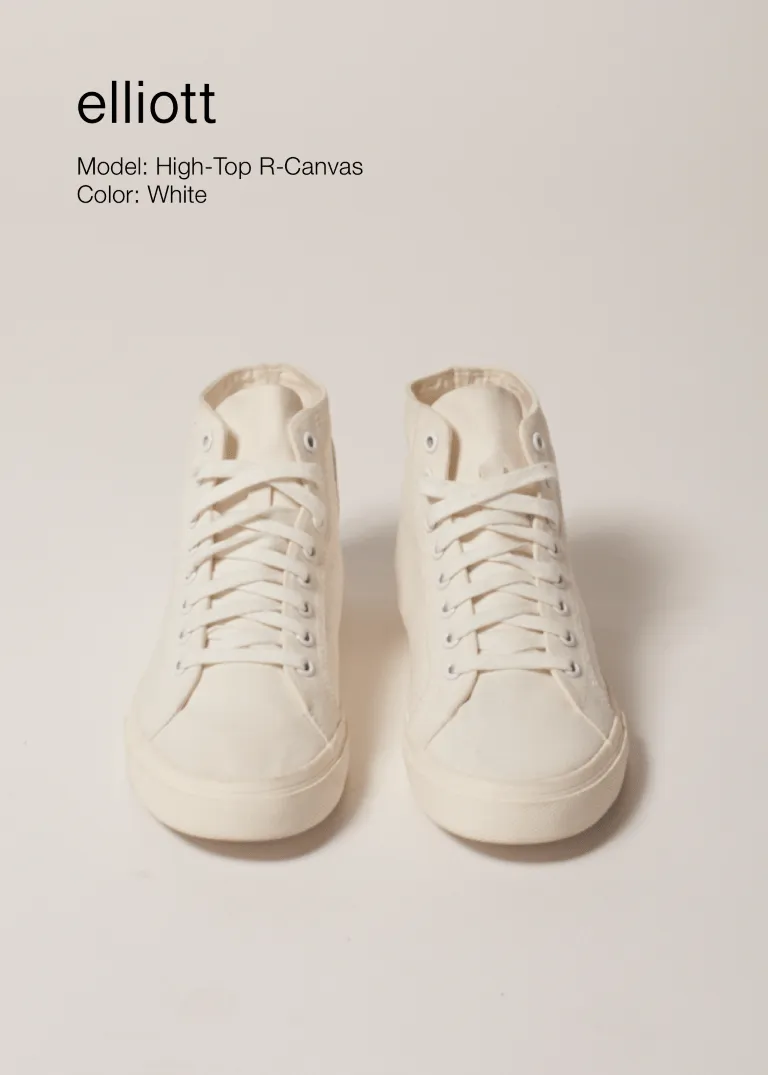 Climate Positive Recycled Canvas High-Top Sneakers | White/Stripes