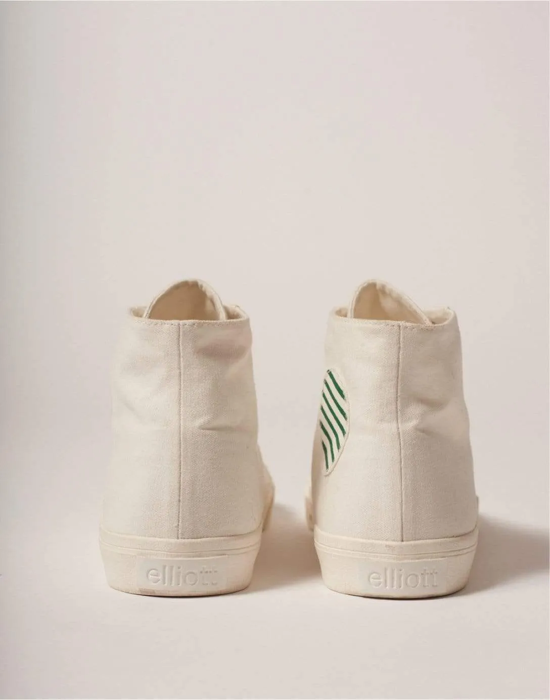 Climate Positive Recycled Canvas High-Top Sneakers | White/Stripes