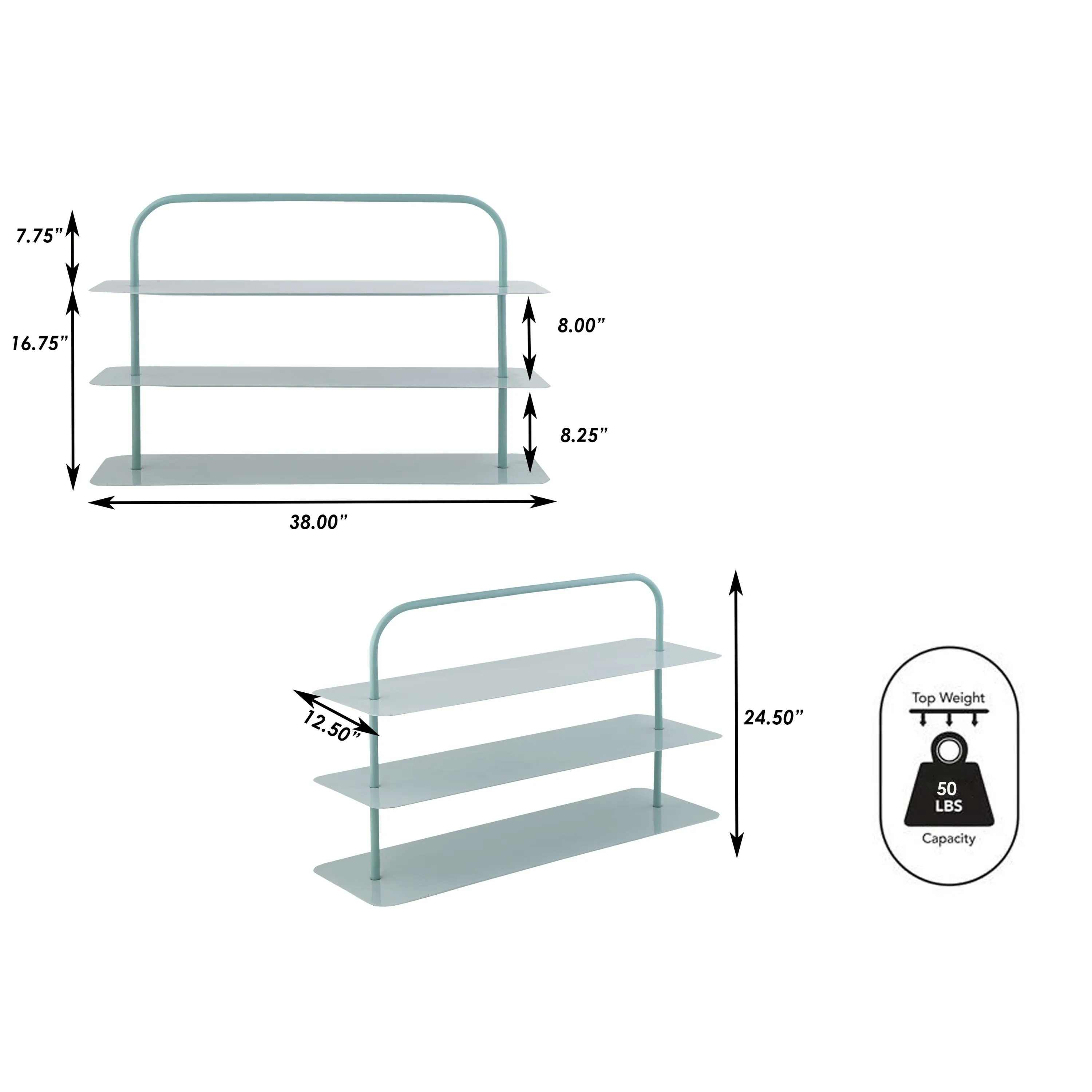 Coffe Minimalist 24.5" 9-Pair 3-Tier Iron Thin Flat Plate Shoe Rack