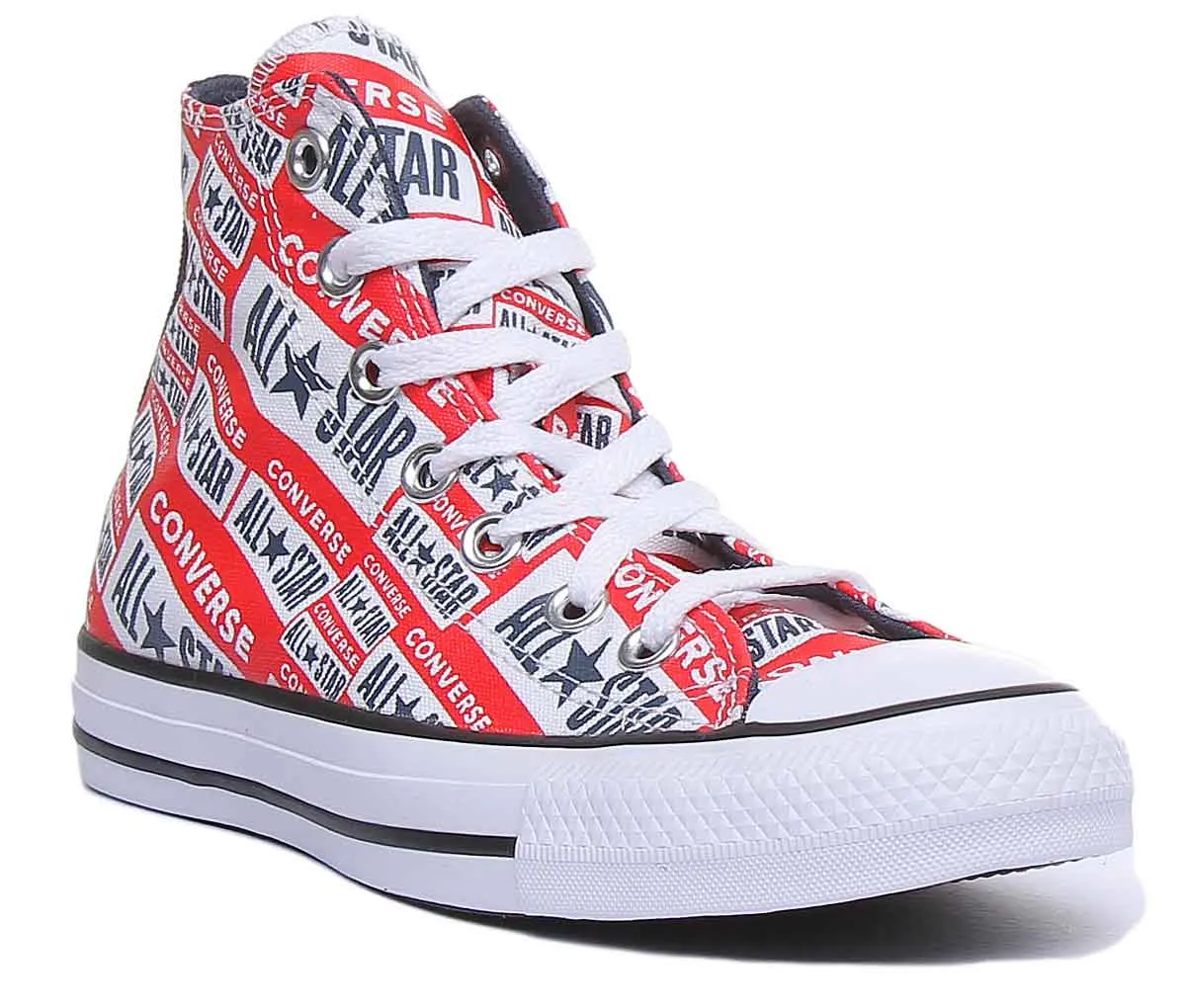 Converse 166984C CT All Star Logo All Over Hi Trainer In White Multi For Women