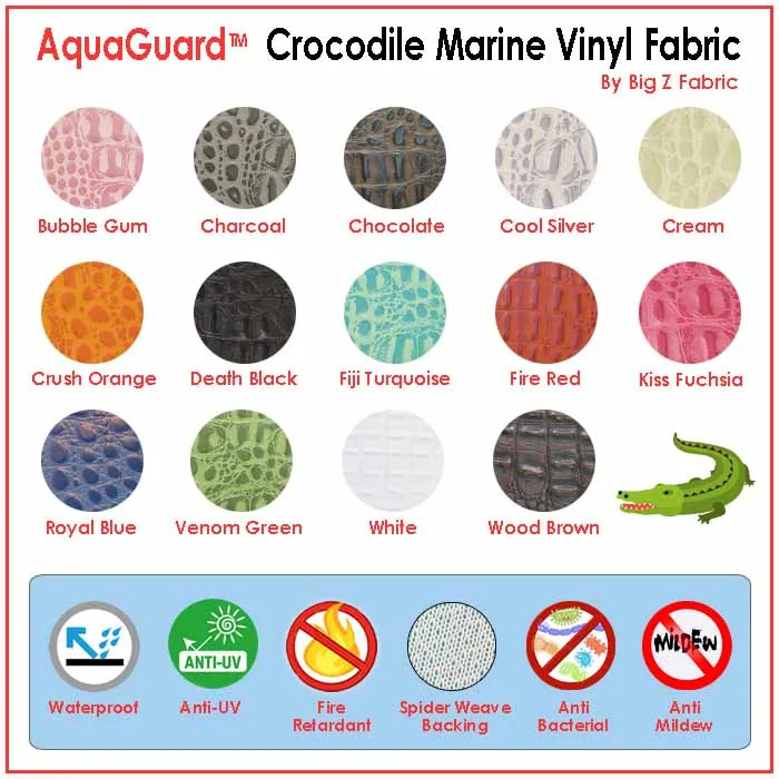 Crocodile Marine Vinyl Fabric - Auto/Boat - Upholstery Fabric / Chocolate / By The Roll - 30 Yards