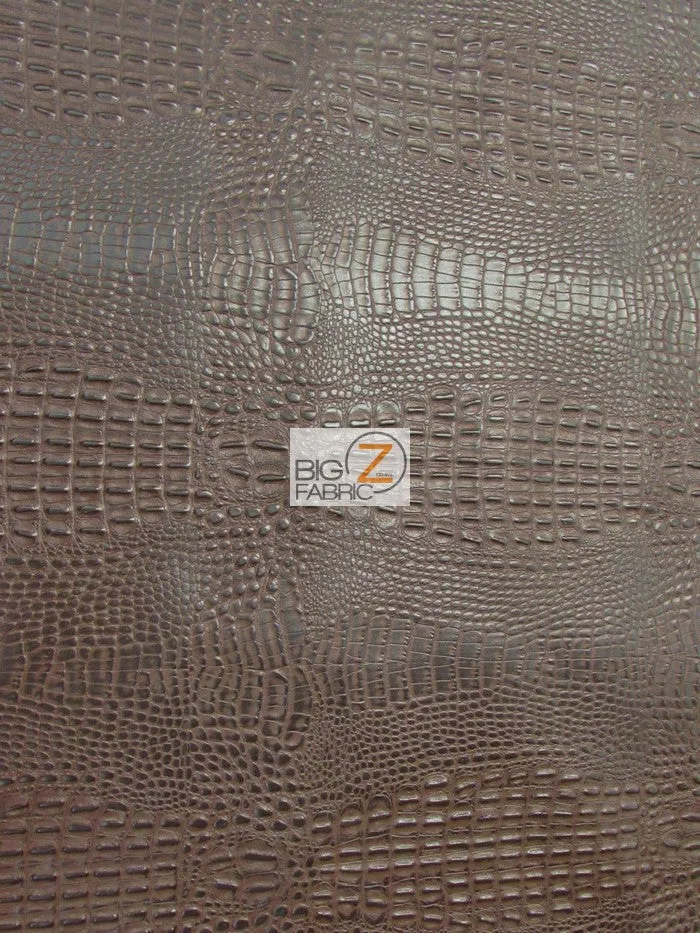 Crocodile Marine Vinyl Fabric - Auto/Boat - Upholstery Fabric / Chocolate / By The Roll - 30 Yards