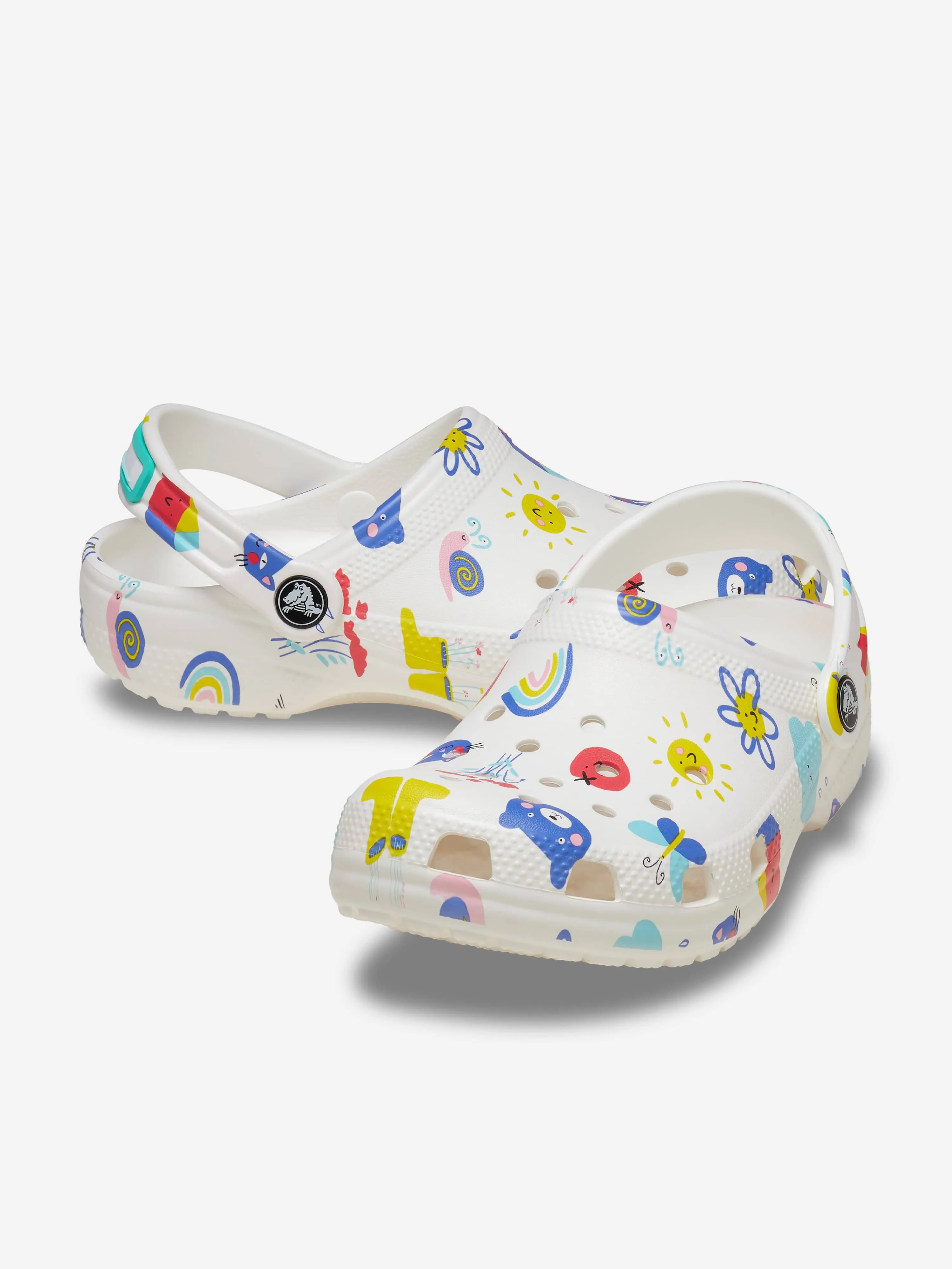 Crocs Kids Classic Doodle Print Clog in White