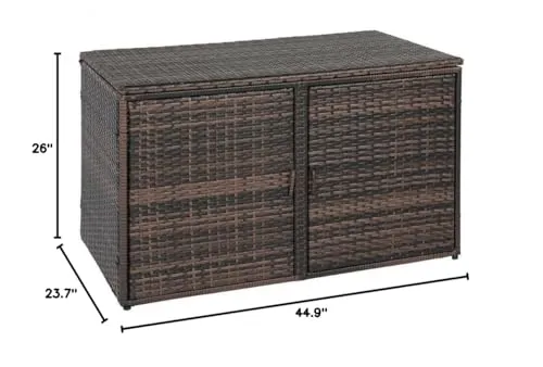 Deck Box Storage Bin Bench Organizer Outdoor Garden Patio Wicker Brown