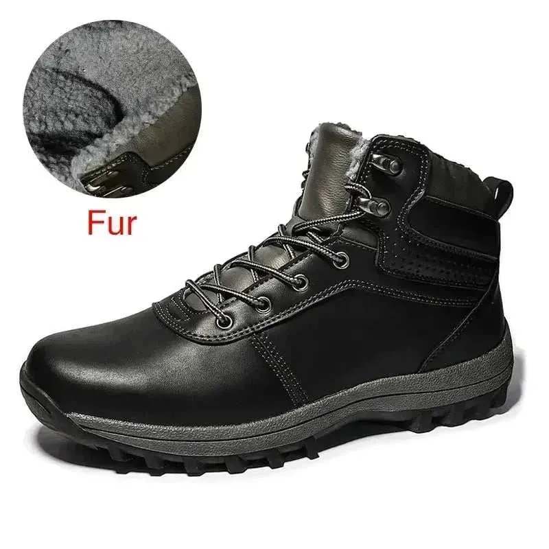 DEKABR Winter Warm Men Boots Genuine Leather Fur Plus Men Snow Boots Handmade Waterproof Working Ankle Boots High Top Men Shoes