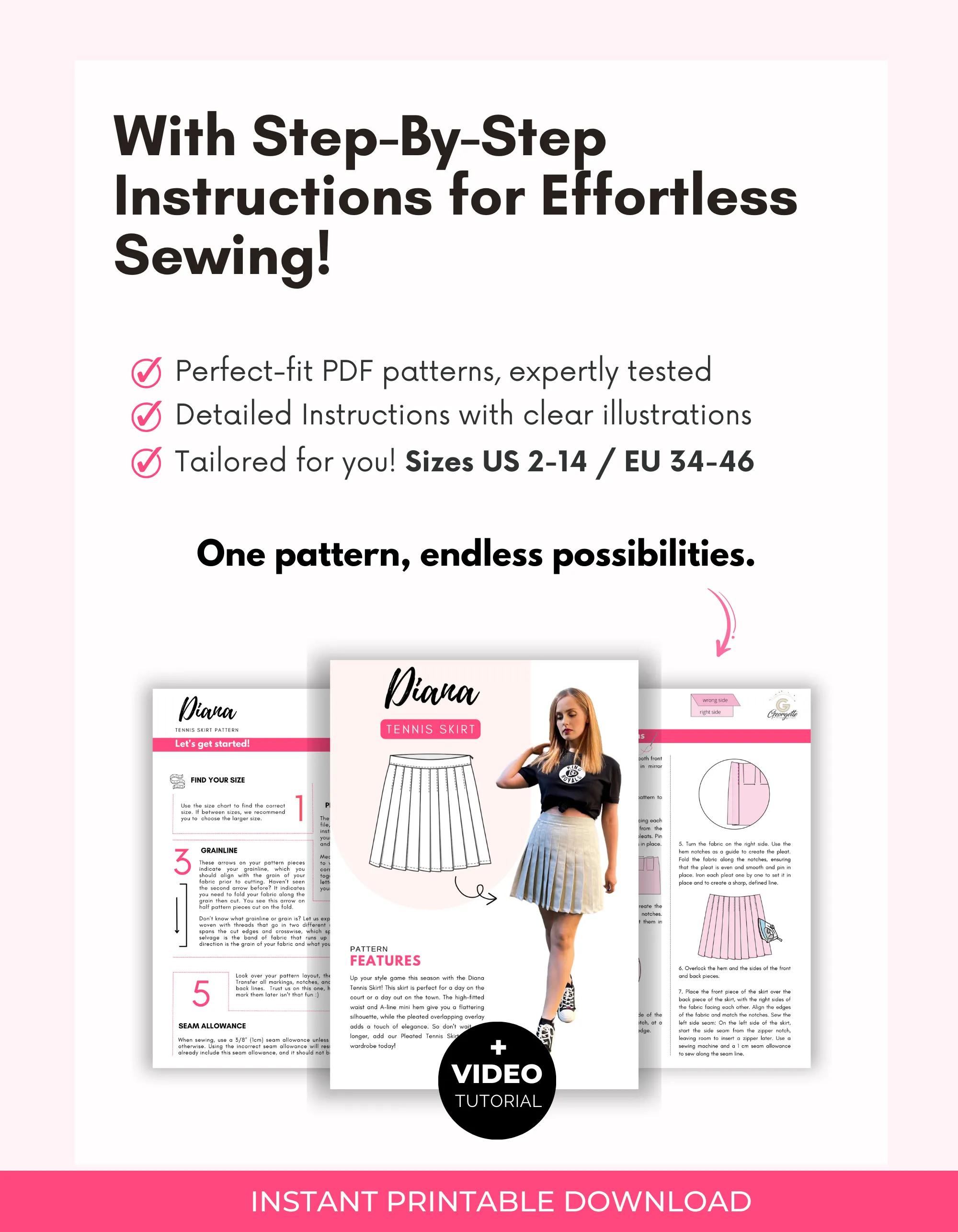 DIANA - Pleated Skirt Pattern