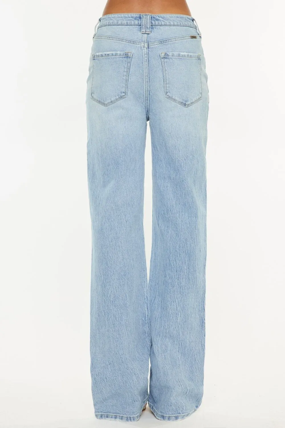 Distressed High Waist Straight Jeans