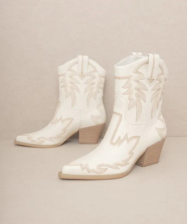 Embroidered Cowboy Ankle Boots